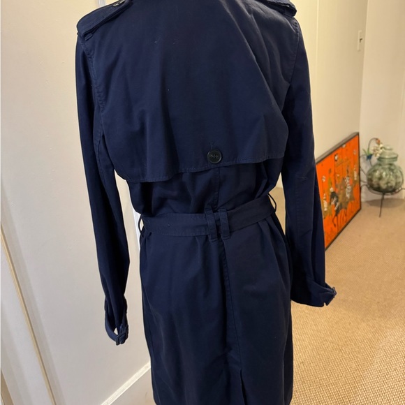 GAP Blue Trench Coat with Wide Lapel and Belt - Picture 8 of 14